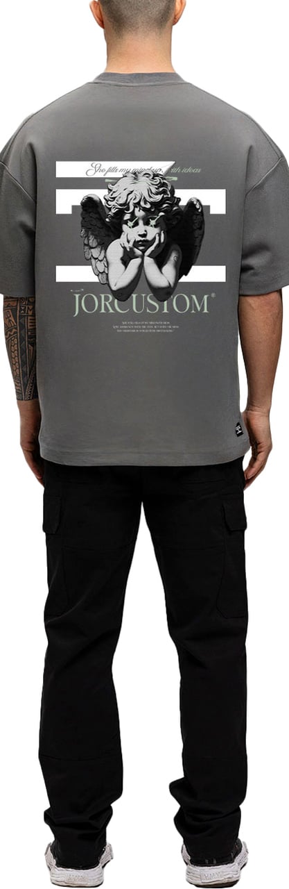 JORCUSTOM AngelTwo Oversized T-Shirt Antracit Grijs