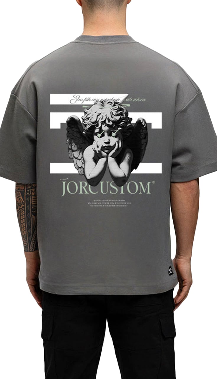 JORCUSTOM AngelTwo Oversized T-Shirt Antracit Grijs