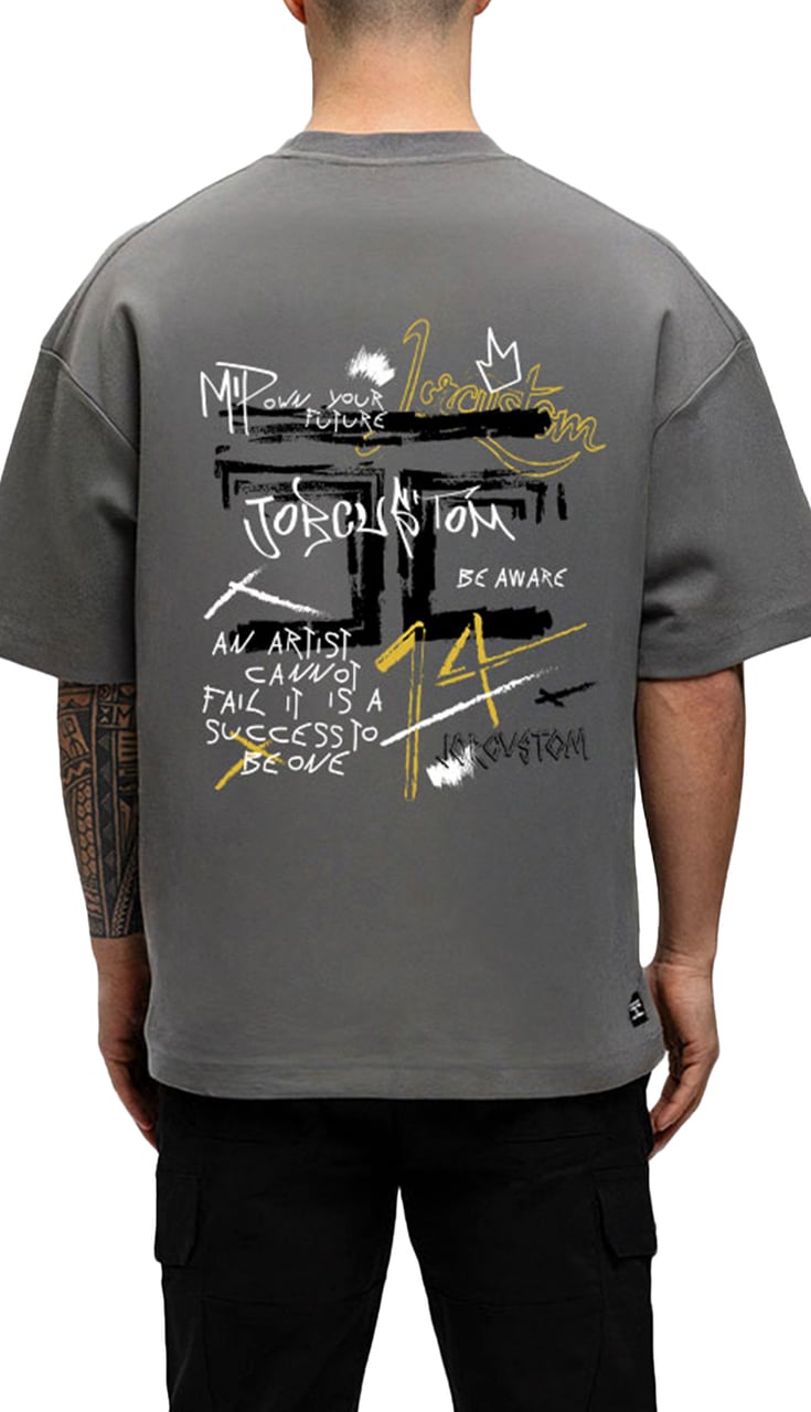 JORCUSTOM Artist Oversized T-Shirt Antracite Grijs