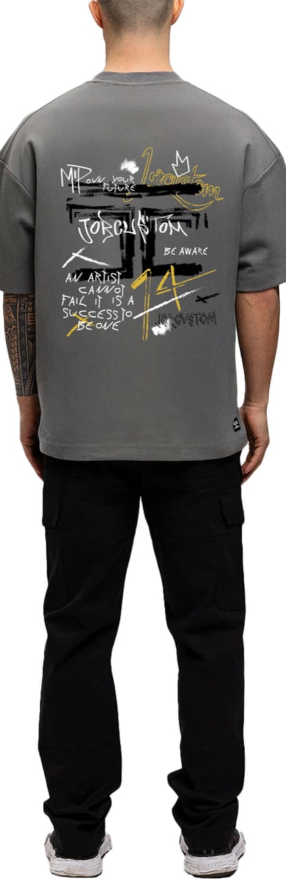 JORCUSTOM Artist Oversized T-Shirt Antracite Grijs