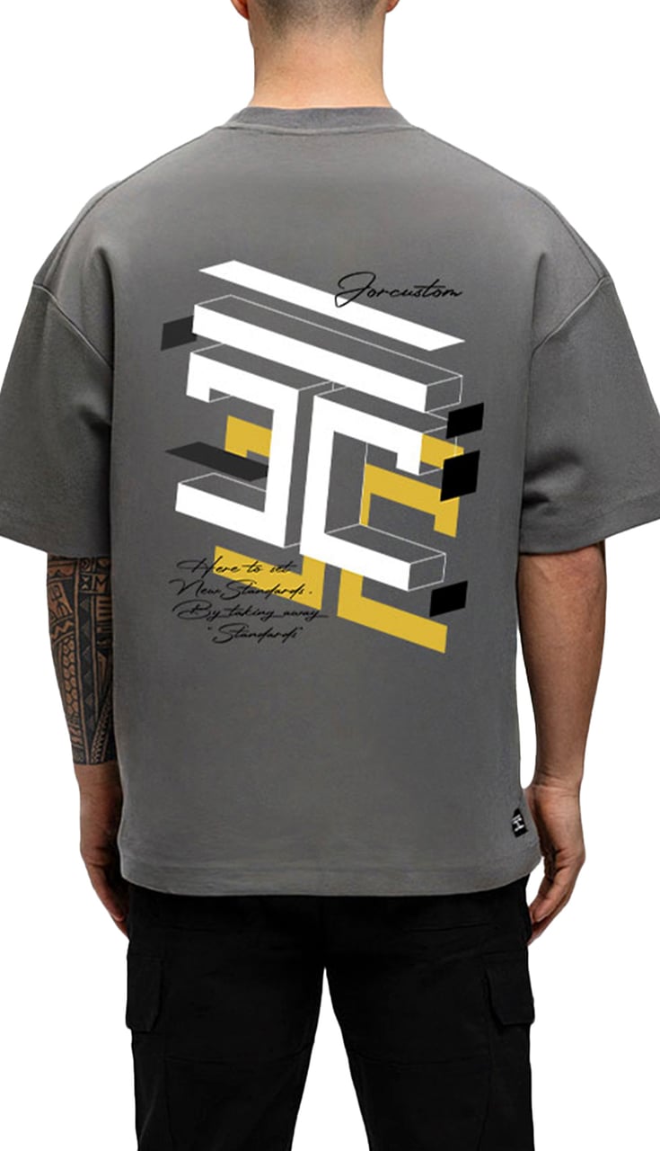 JORCUSTOM Assembly Oversized T-Shirt Antracit Grijs