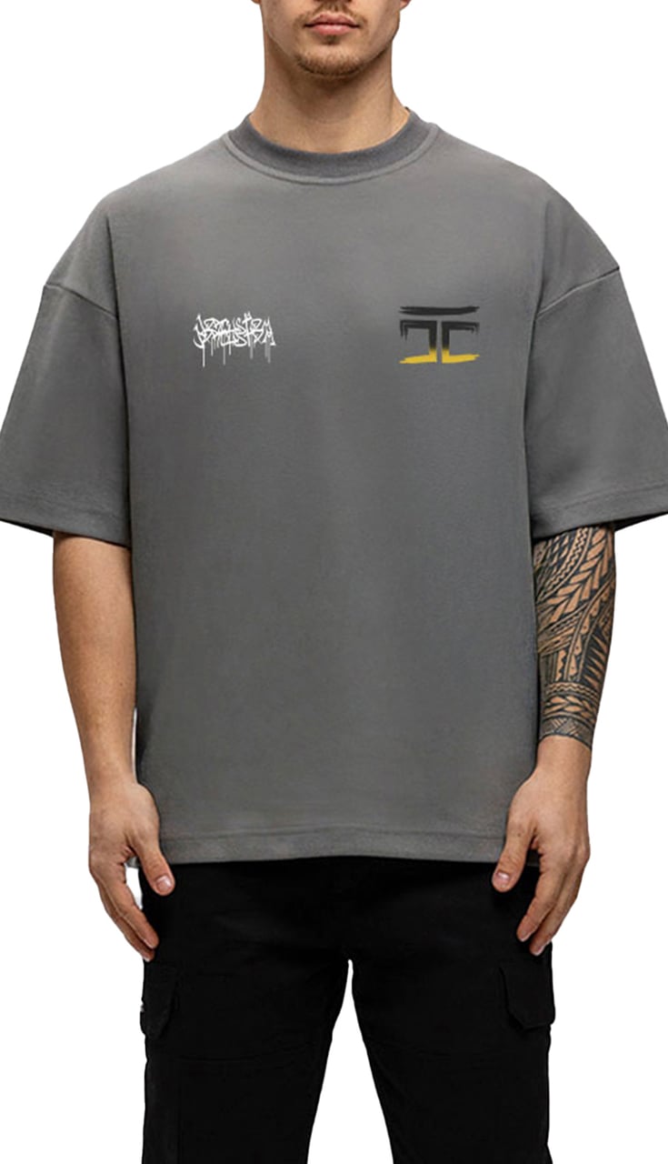 JORCUSTOM Graffiti Oversized T-Shirt Antracit Grijs