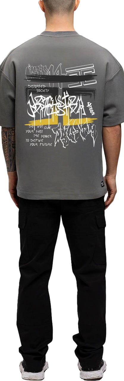 JORCUSTOM Graffiti Oversized T-Shirt Antracit Grijs