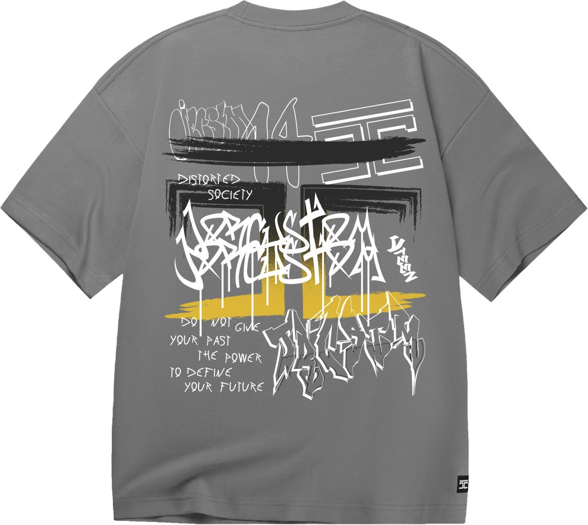 JORCUSTOM Graffiti Oversized T-Shirt Antracit Grijs