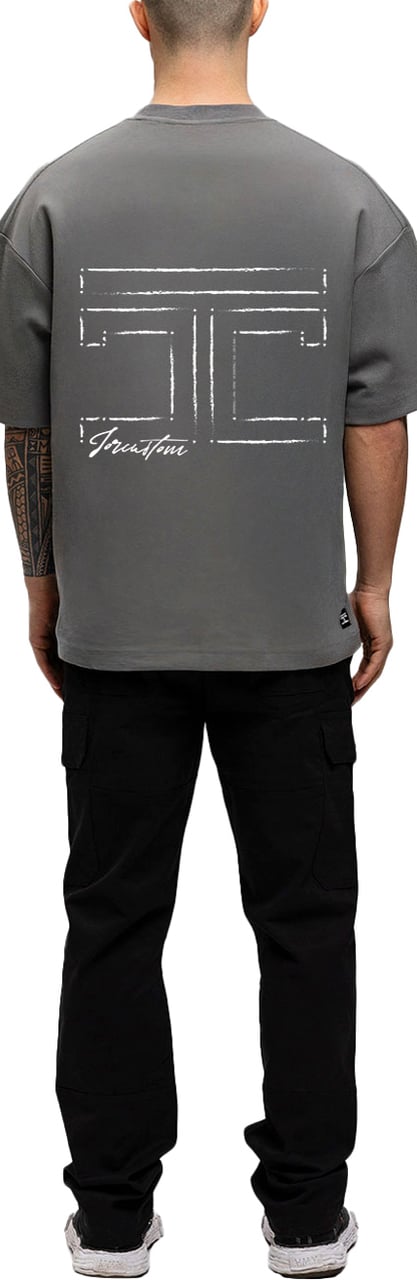 JORCUSTOM Outline Oversized T-Shirt Antracite Grijs