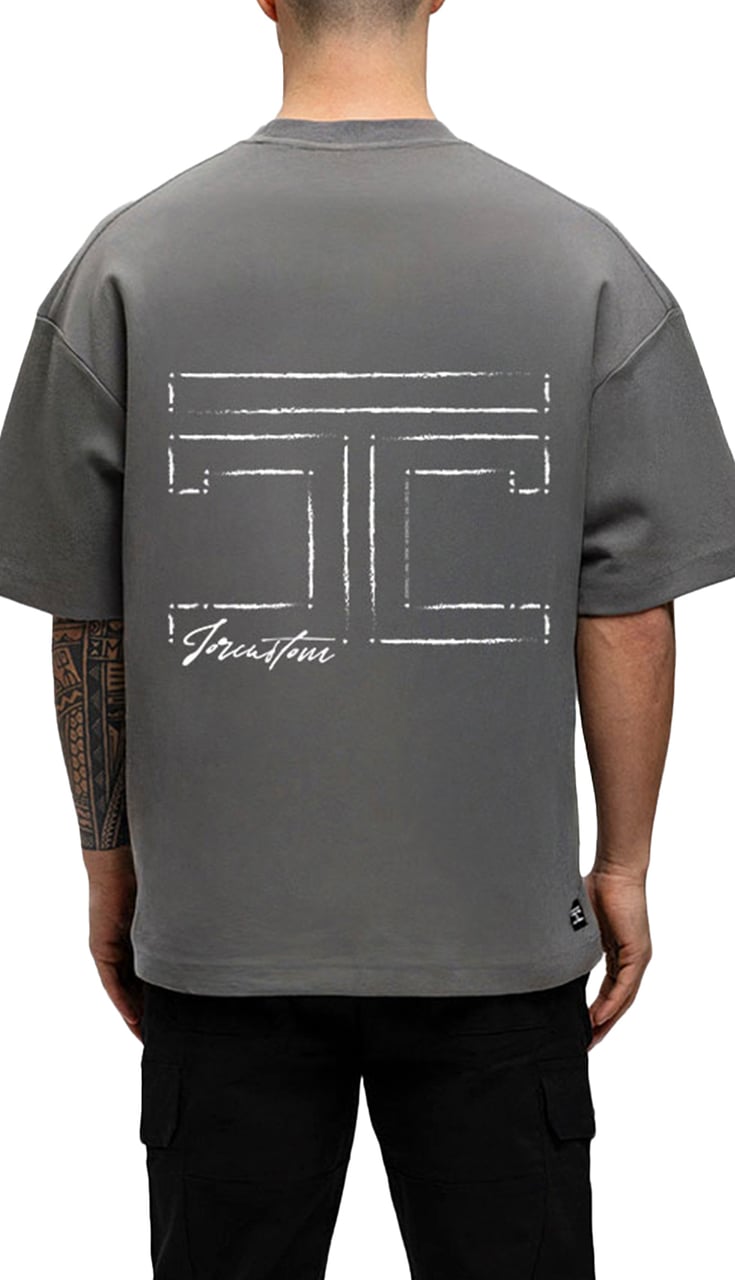 JORCUSTOM Outline Oversized T-Shirt Antracite Grijs