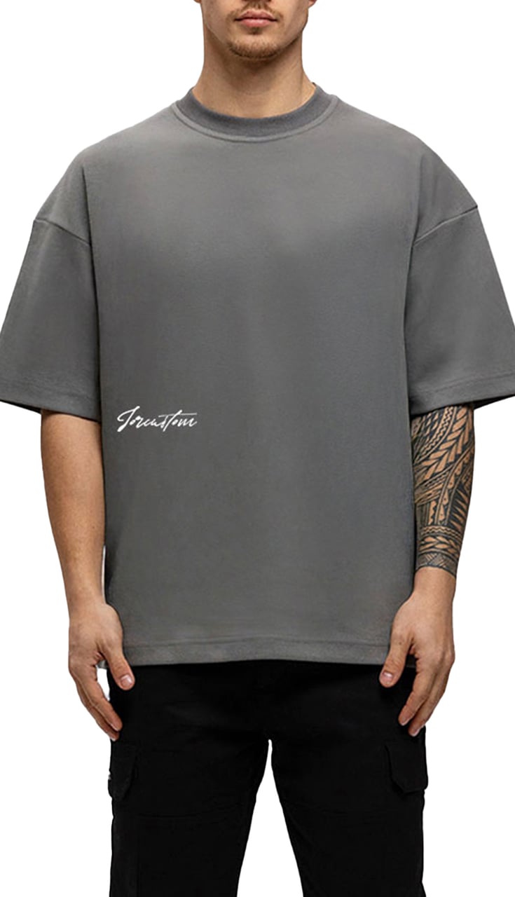 JORCUSTOM Outline Oversized T-Shirt Antracite Grijs