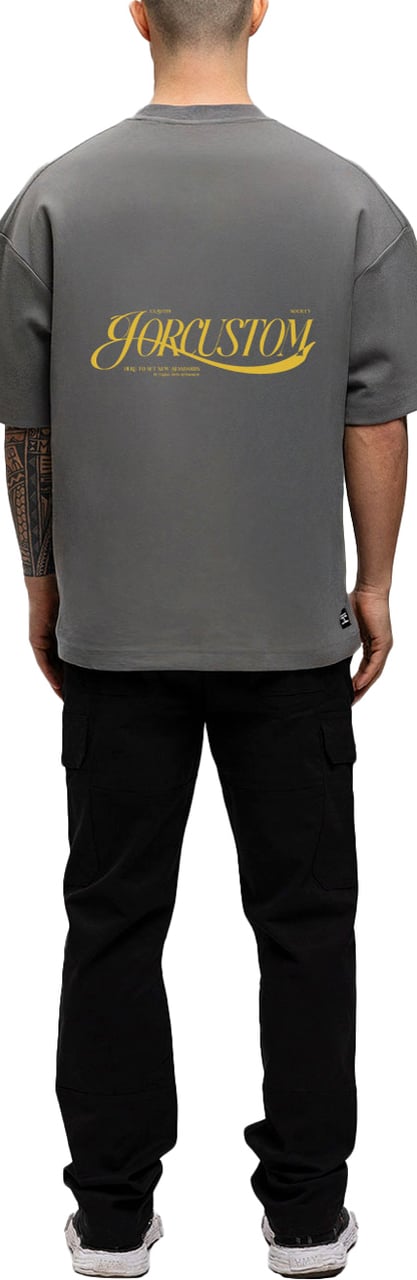 JORCUSTOM Script Oversized T-Shirt Antracite Grijs