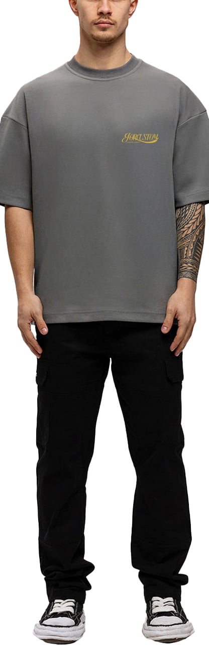 JORCUSTOM Script Oversized T-Shirt Antracite Grijs