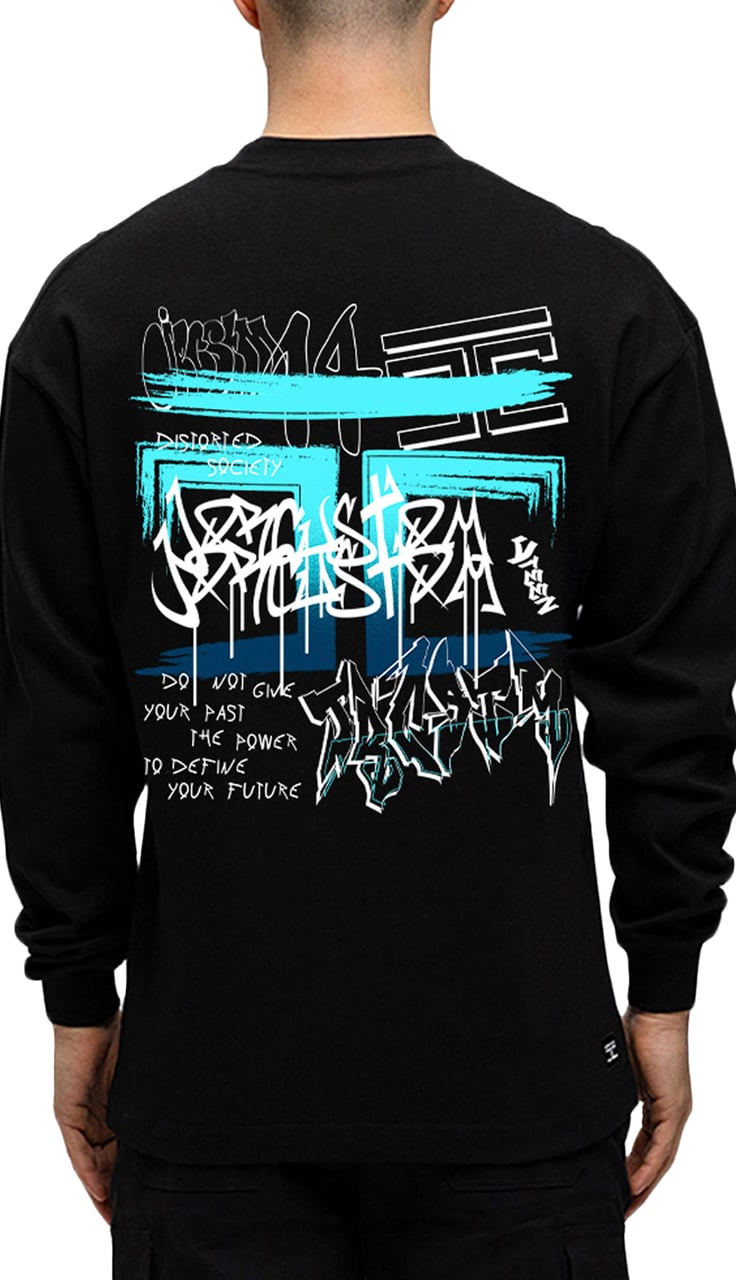 JORCUSTOM Graffiti Longsleeve T-Shirt Black Zwart