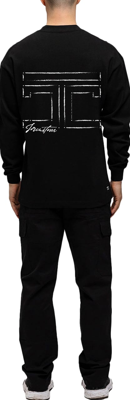JORCUSTOM Outline Longsleeve T-Shirt Black Zwart