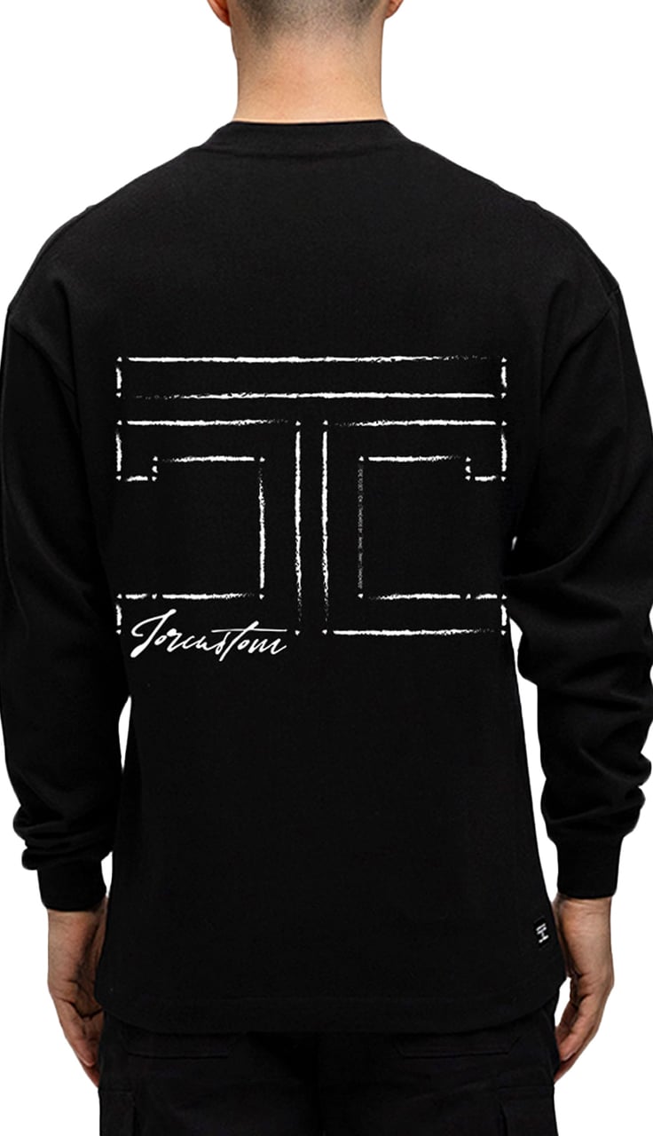 JORCUSTOM Outline Longsleeve T-Shirt Black Zwart