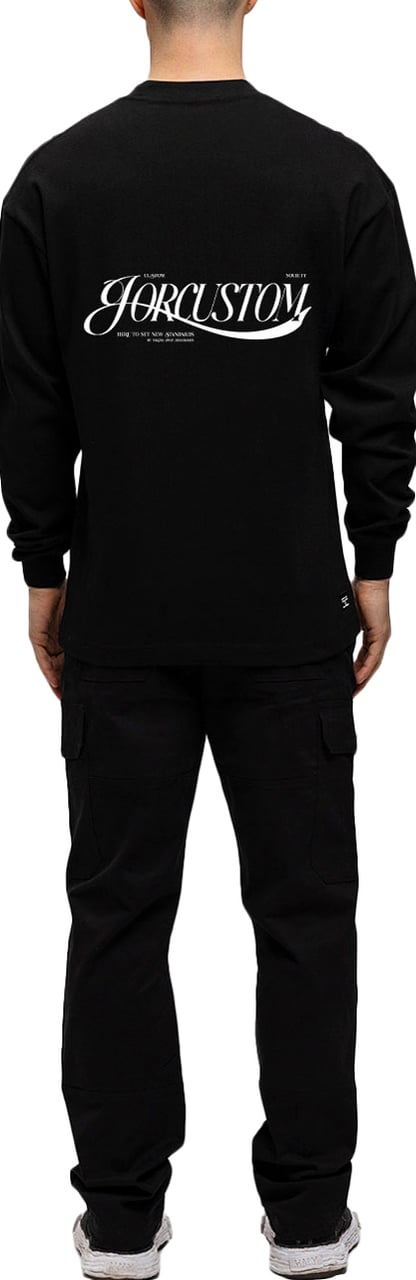 JORCUSTOM Script Longsleeve T-Shirt Black Zwart