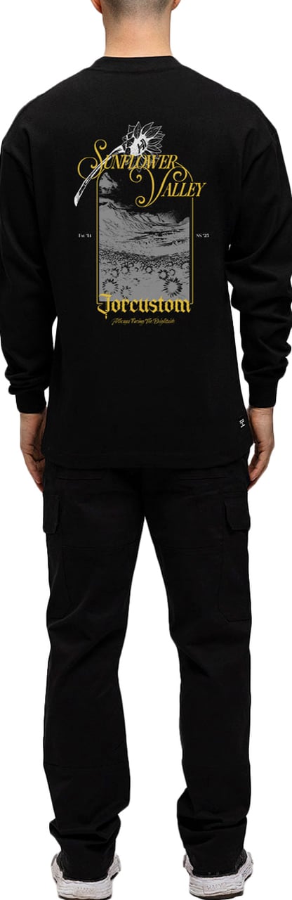 JORCUSTOM Sunflower Longsleeve T-Shirt Black Zwart