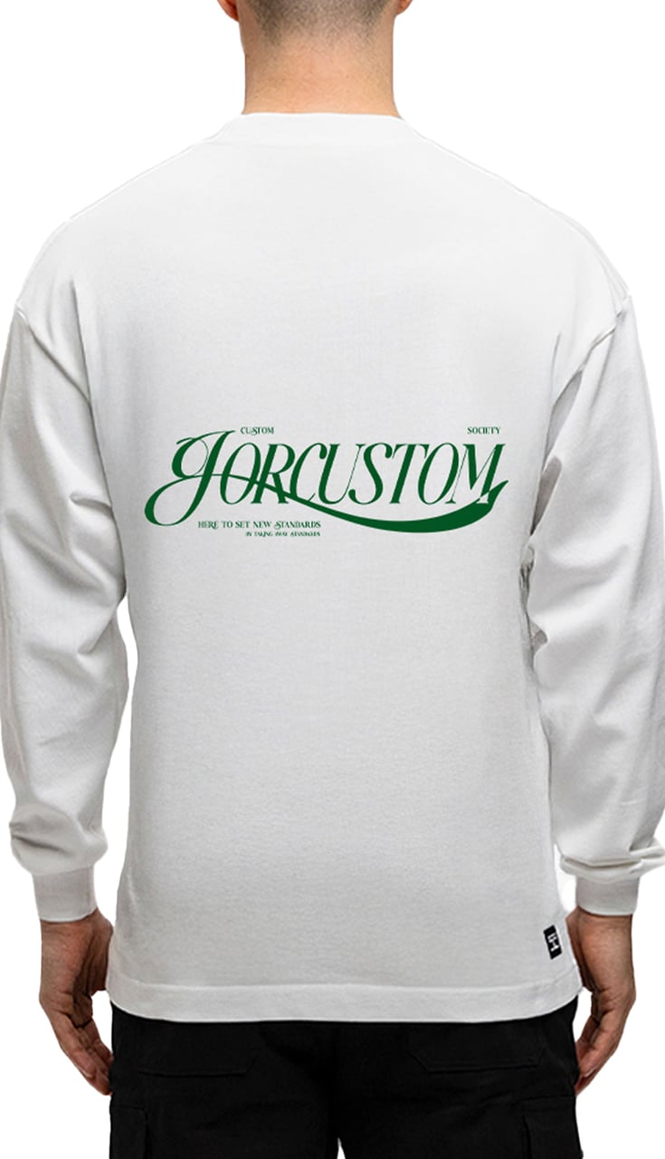 JORCUSTOM Script Longsleeve T-Shirt White Wit