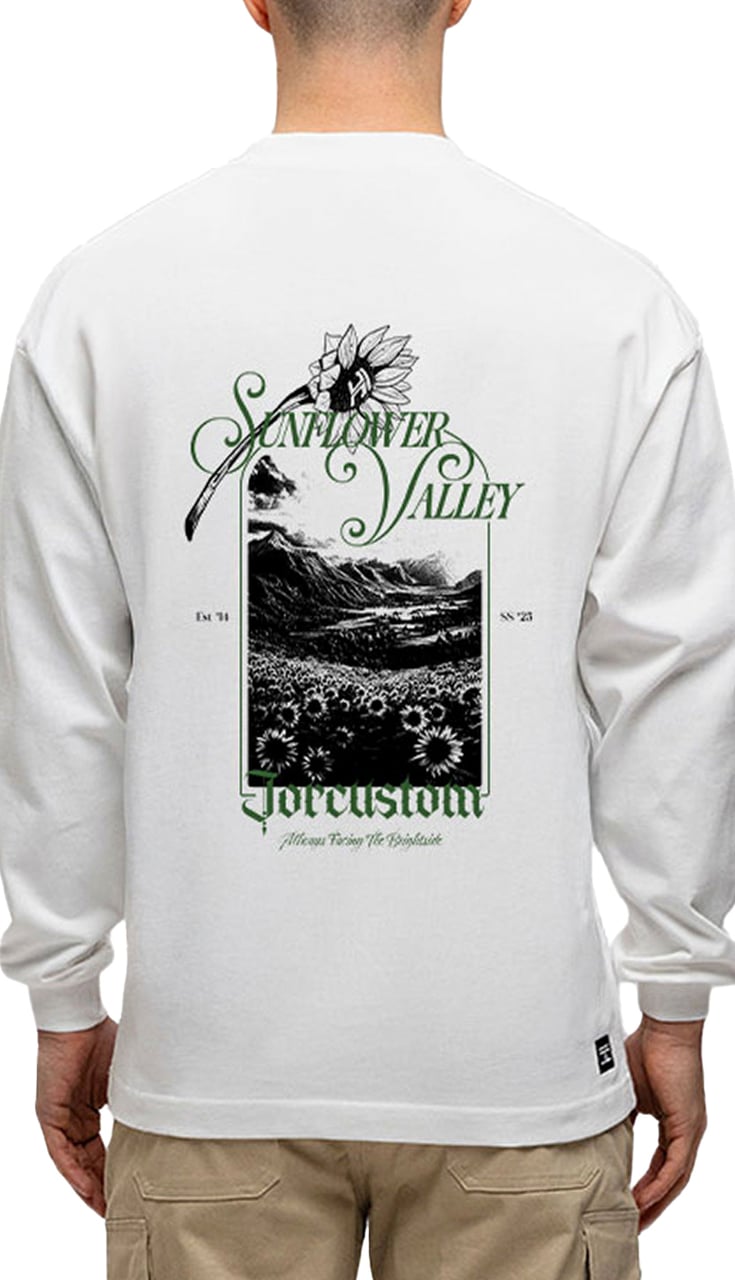 JORCUSTOM Sunflower Longsleeve T-Shirt White Wit