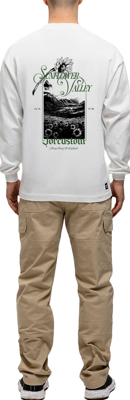 JORCUSTOM Sunflower Longsleeve T-Shirt White Wit