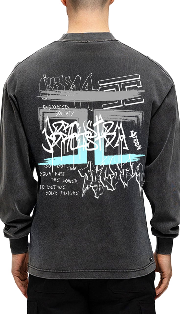 JORCUSTOM Graffiti Longsleeve T-Shirt Acid Grijs