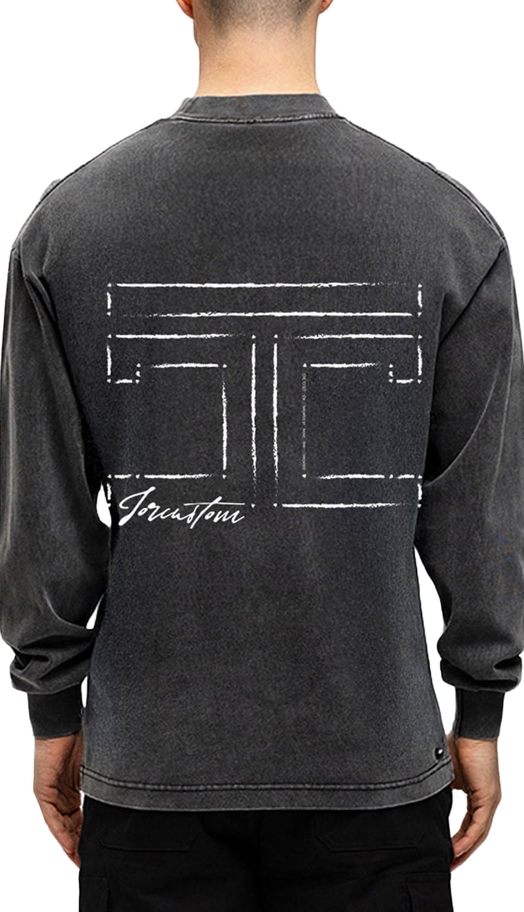 JORCUSTOM Outline Longsleeve T-Shirt AcidGrey Grijs