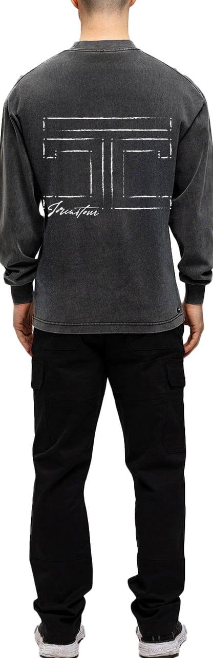 JORCUSTOM Outline Longsleeve T-Shirt AcidGrey Grijs