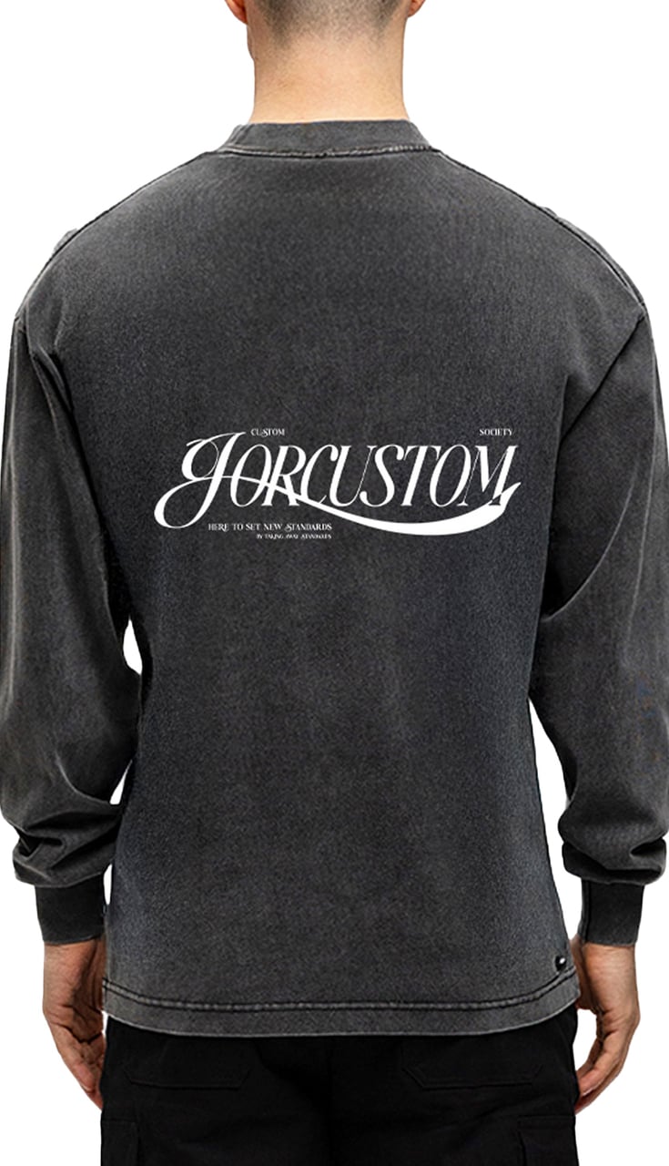 JORCUSTOM Script Longsleeve T-Shirt AcidGrey Grijs