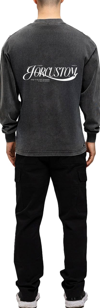 JORCUSTOM Script Longsleeve T-Shirt AcidGrey Grijs