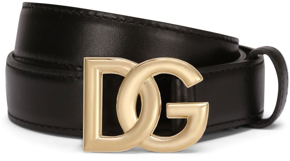 Dolce & Gabbana Calfskin Belt With DG Logo Zwart