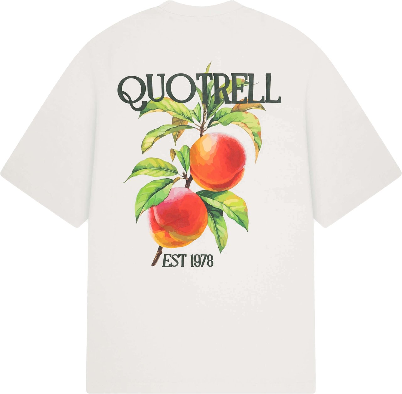 Quotrell Peaches Tee | Off White/green Wit