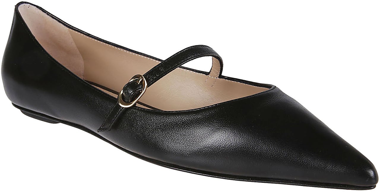Stuart Weitzman Emilia Mary Jane Flat Ballerinas Black Zwart