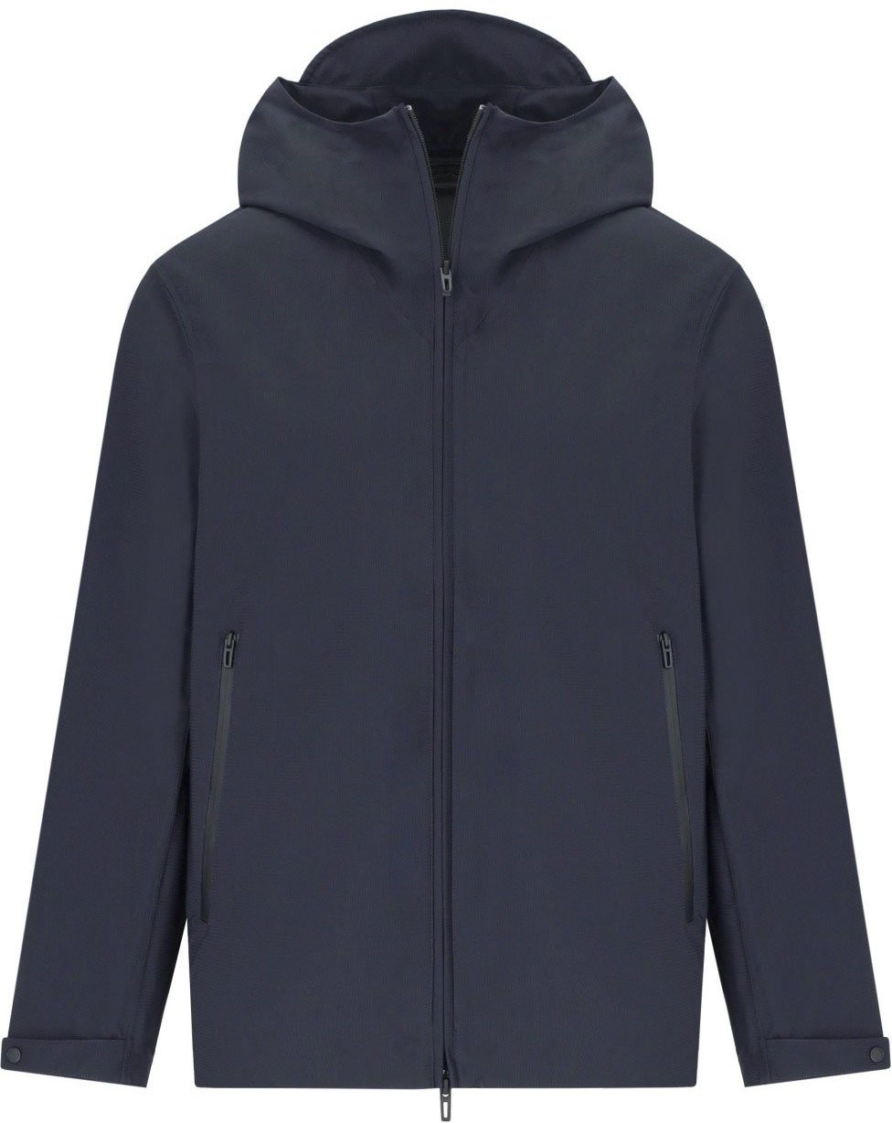 Emporio Armani EMPORIO ARMANI TRAVEL ESSENTIAL NAVY HOODED JACKET Blauw