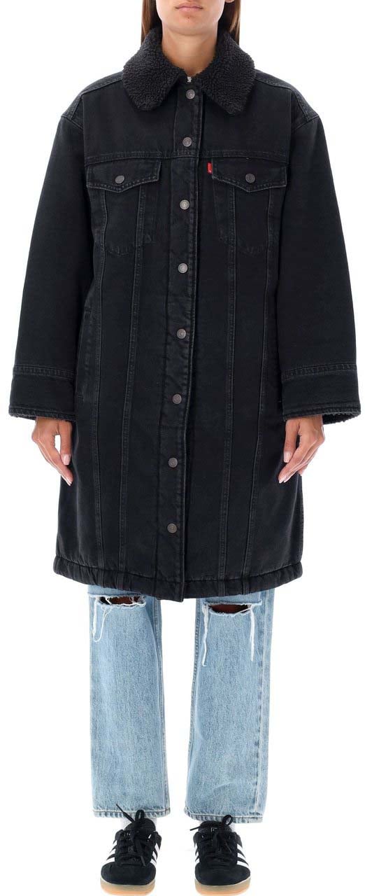 Levi's Padded Trucker Denim Jacket Nero Zwart
