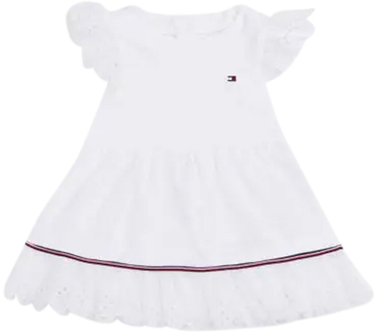 Tommy Hilfiger Broderie Jurkje Wit