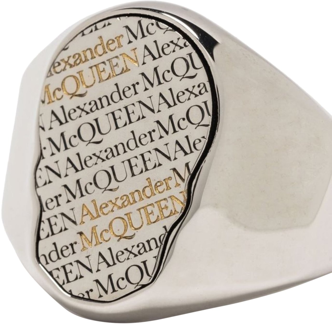 Alexander McQueen Skull Tag Ring Zilver