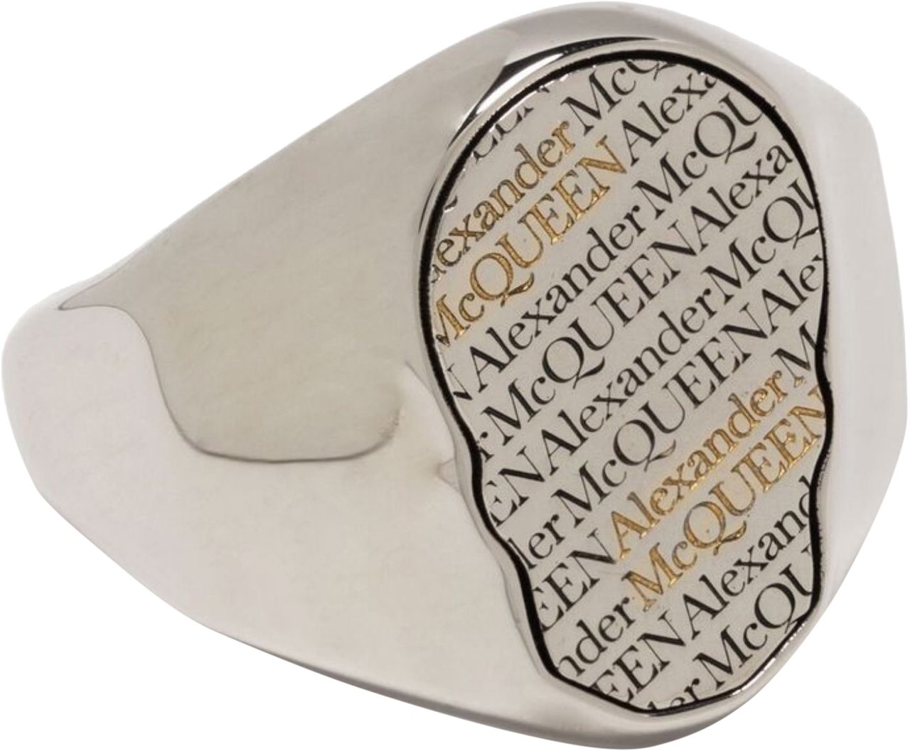 Alexander McQueen Skull Tag Ring Zilver