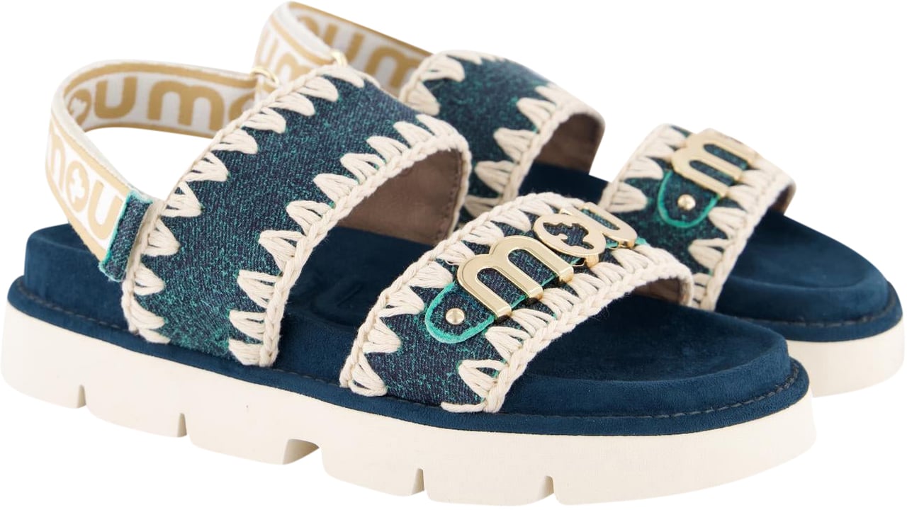 MOU Dames Bio Sandaal Back Strap Denim Groen