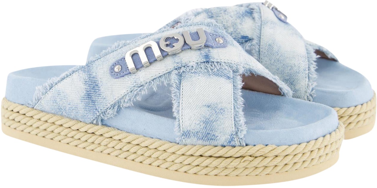 MOU Dames Criss-Cross Rope Sandal Denim Blauw