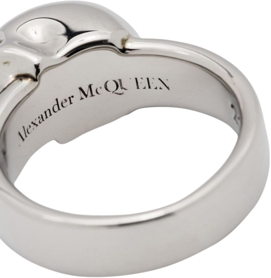 Alexander McQueen The Side Skull Logo Ring Zilver
