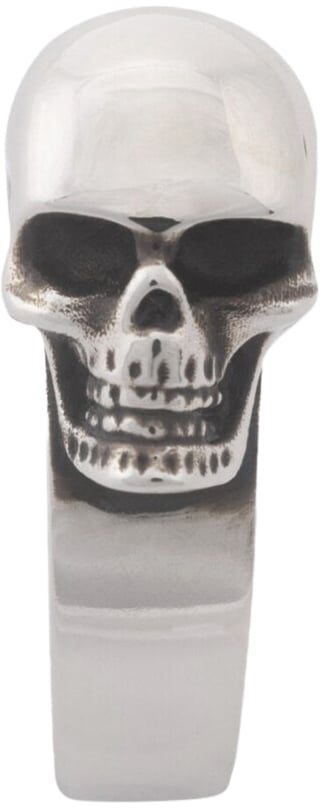 Alexander McQueen The Side Skull Logo Ring Zilver