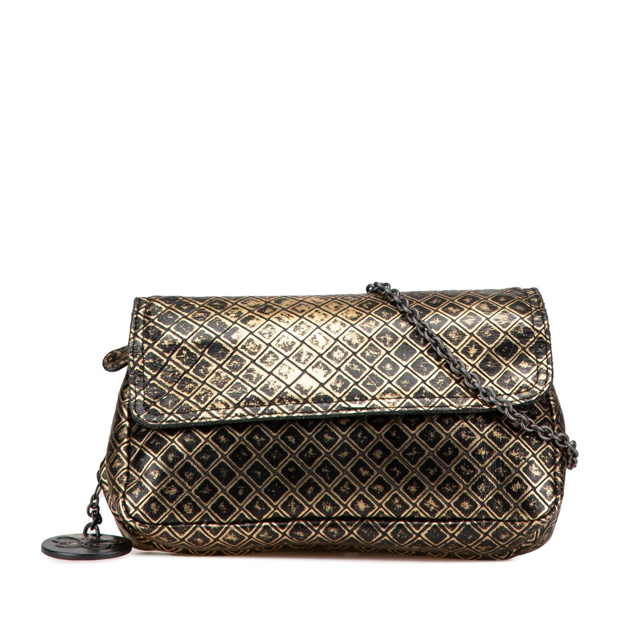 Bottega Veneta Intrecciomirage Butterfly Charm Chain Flap Goud