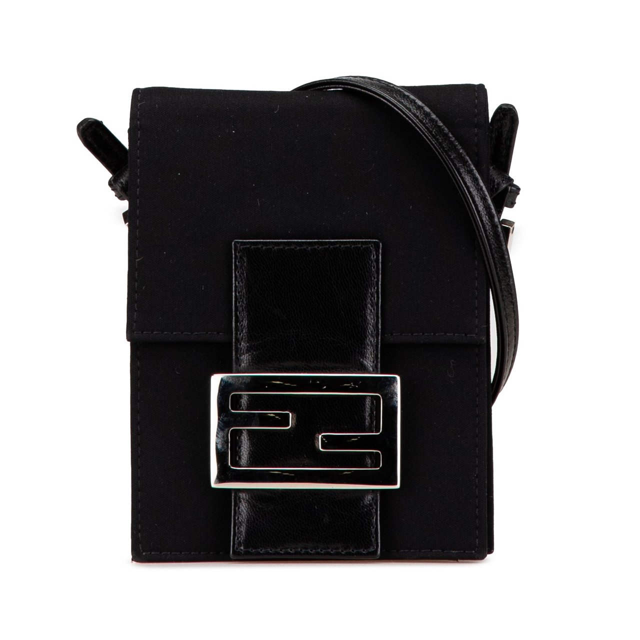 Fendi Mini Nylon FF Lock Crossbody Zwart