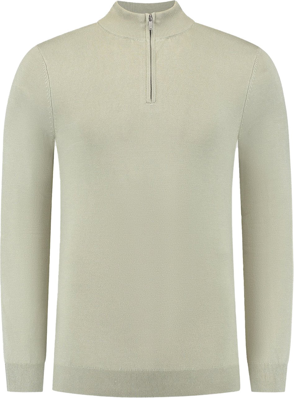 Pure Path Pure Path Essential Knitwear Halfzip LT Army Groen