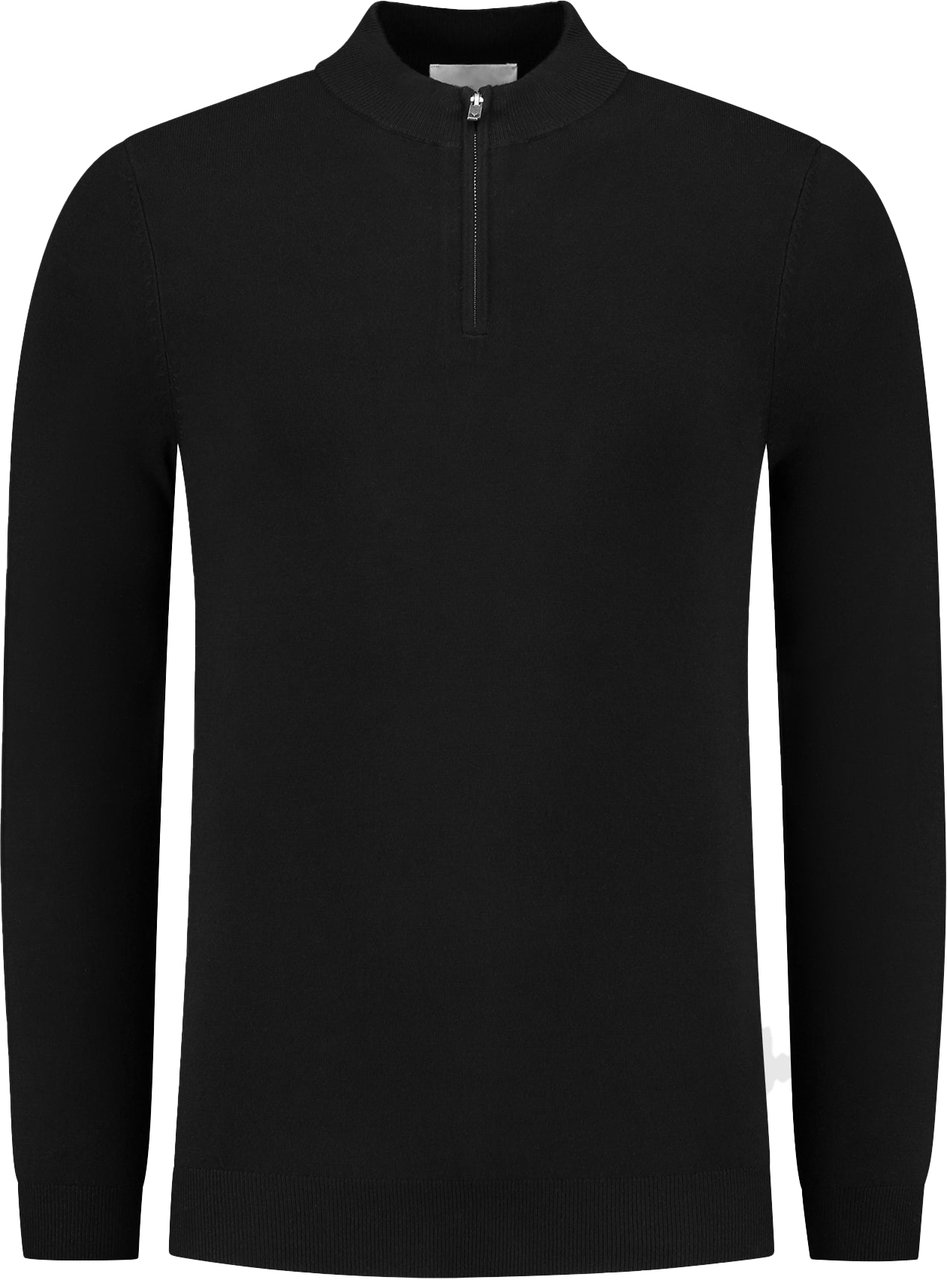 Pure Path Pure Path Essential Knitwear Half Zip Sweater Black Zwart