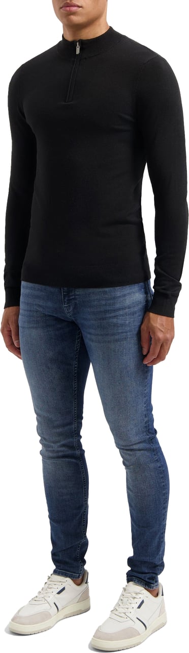 Pure Path Pure Path Essential Knitwear Half Zip Sweater Black Zwart