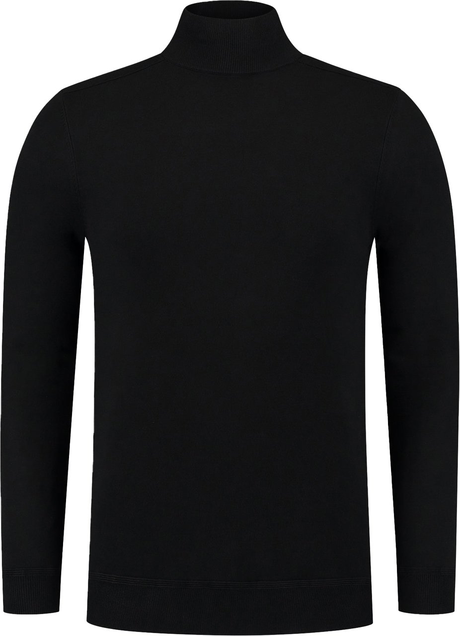 Pure Path Pure Path Ribbed Mockneck Knitwear Sweater Black Zwart
