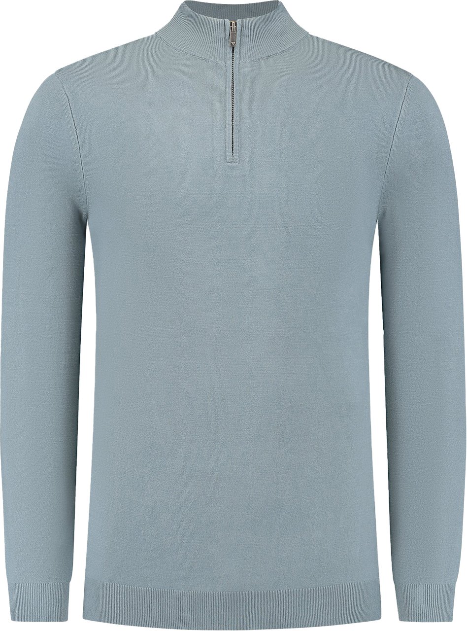 Pure Path Pure Path Essential Knitwear Halfzip Blue Grey Grijs
