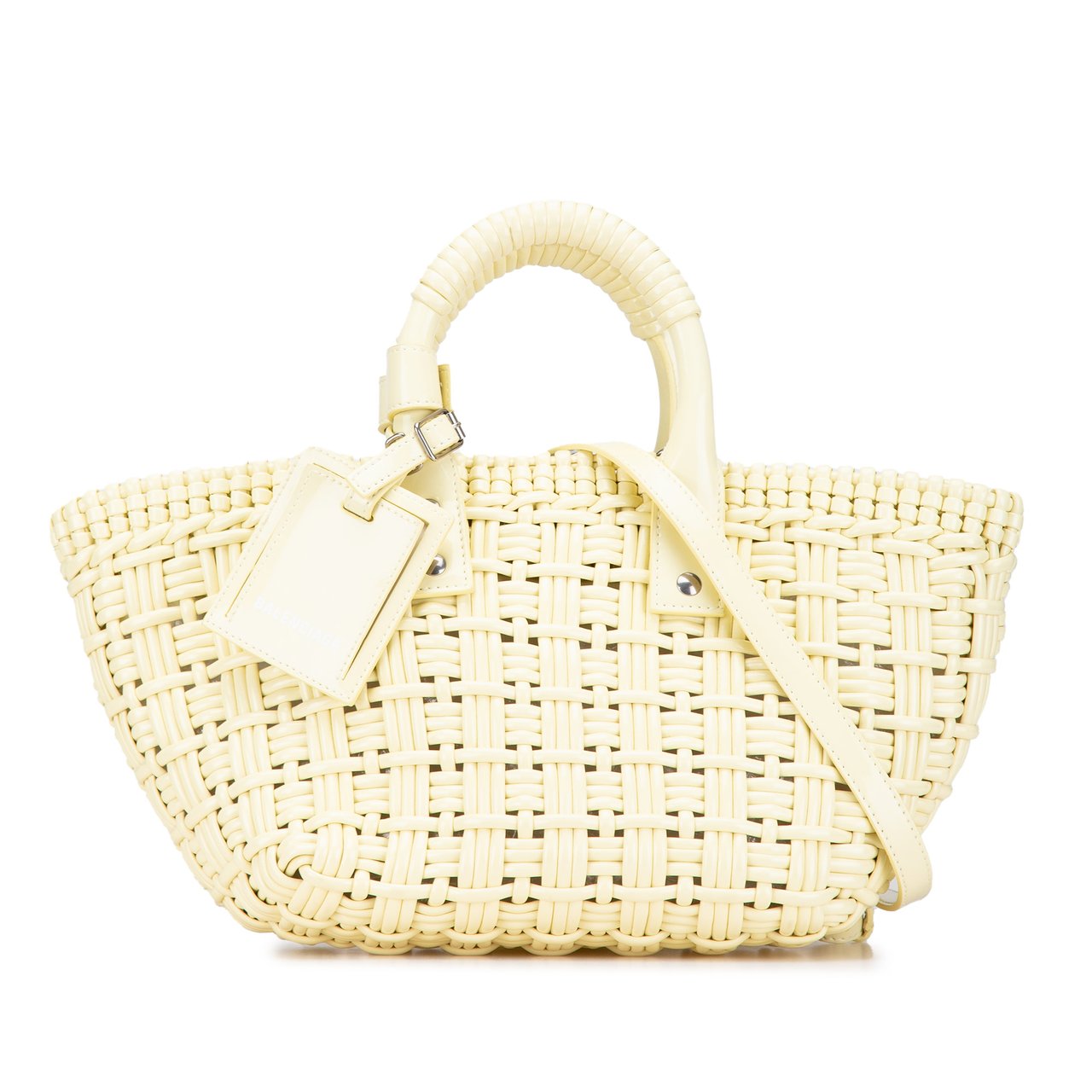 Balenciaga Faux Leather Bistro Panier XS Geel