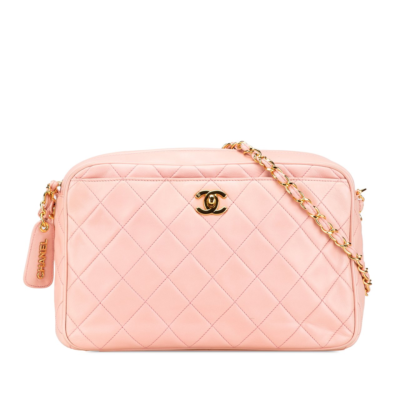 Chanel CC Quilted Lambskin Camera Crossbody Roze