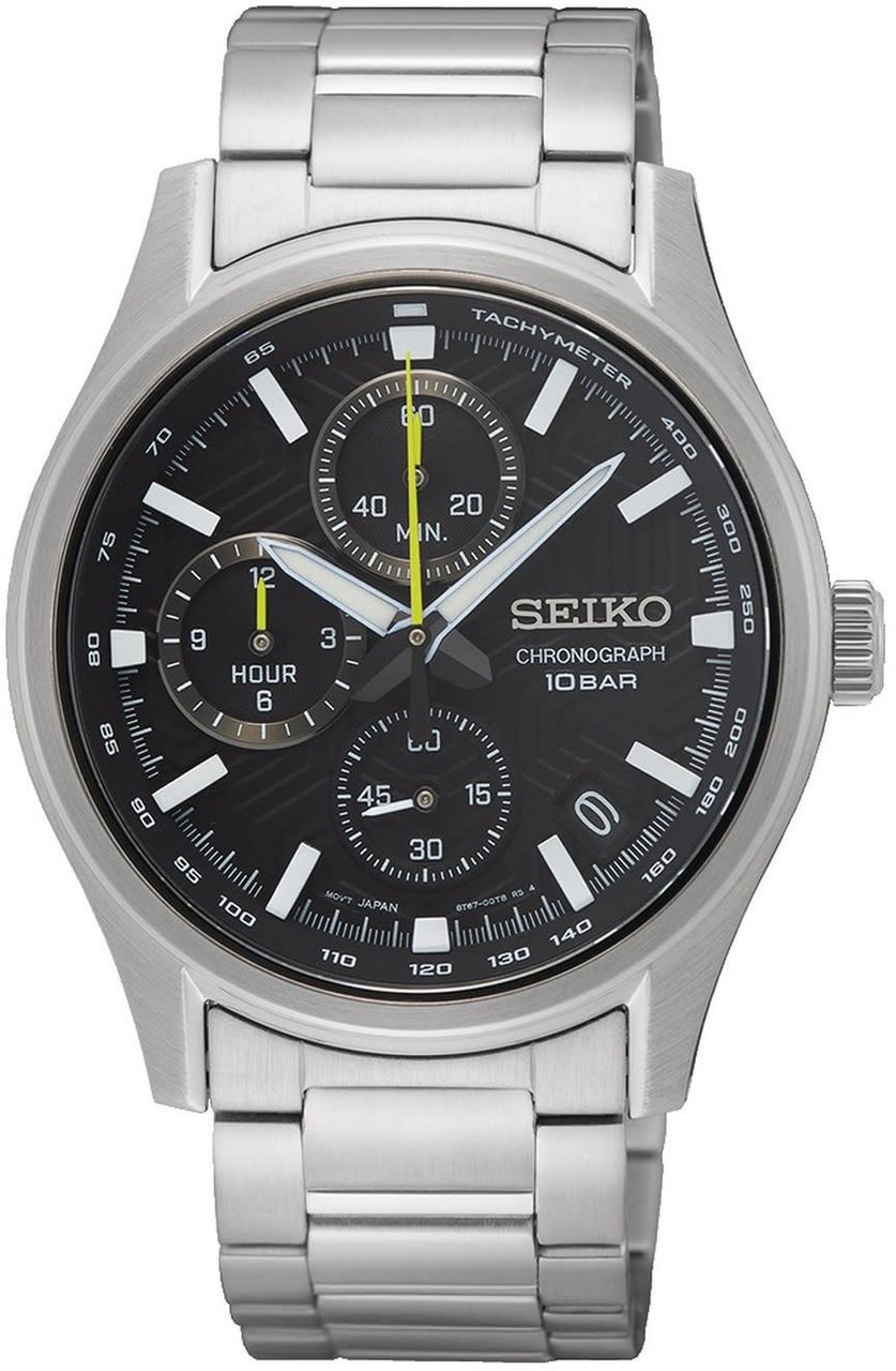 Seiko Seiko Horloge SSB419P1 Staal Quartz Chronograaf Saffierglas 100m Waterdicht met Zwarte Wijzerplaat 43mm Divers