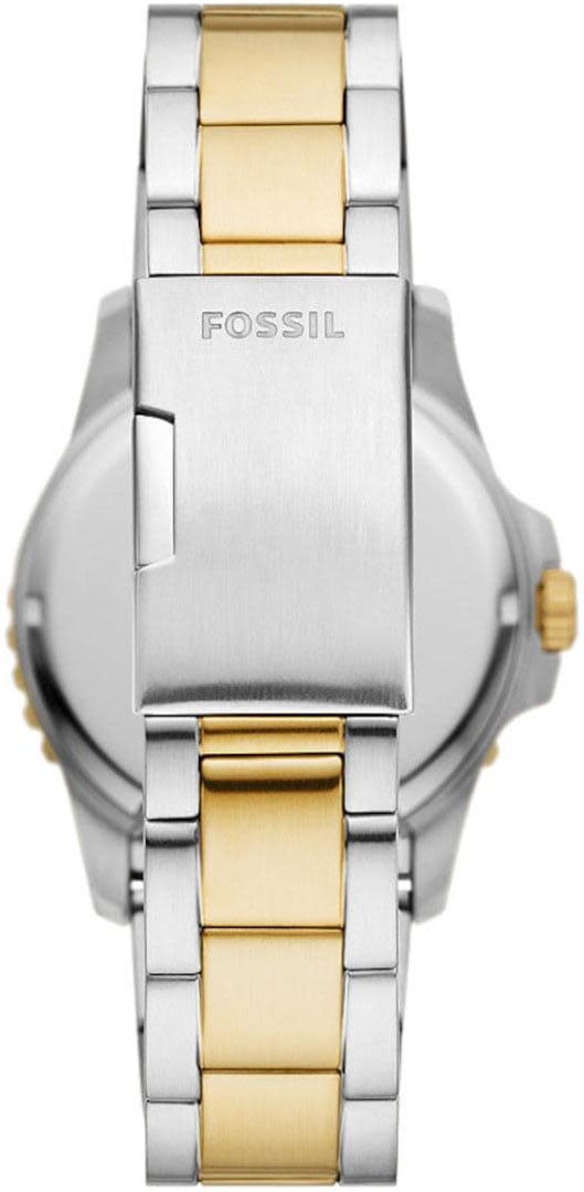 Fossil Fossil Horloge FS6031 Staal Bi-color Quartz met Zwarte Wijzerplaat Divers