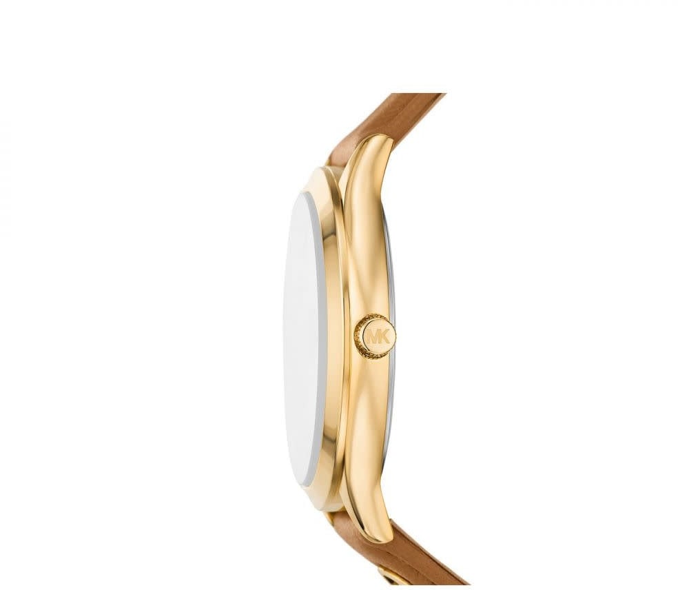 Michael Kors Micheal Kors MK7465 Horloge dames goudkleurige kast met bruine leren band Divers